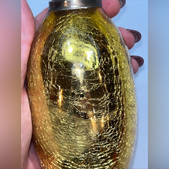 GOLD Bulb Ornament Mercury Glass crackled shiny Long vintage metal loop top Xmas - Picture 6 of 16